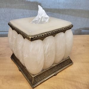 Elegant Tissue Box Cover Springmaid Palais Cream Gold Faux Marble Decortive